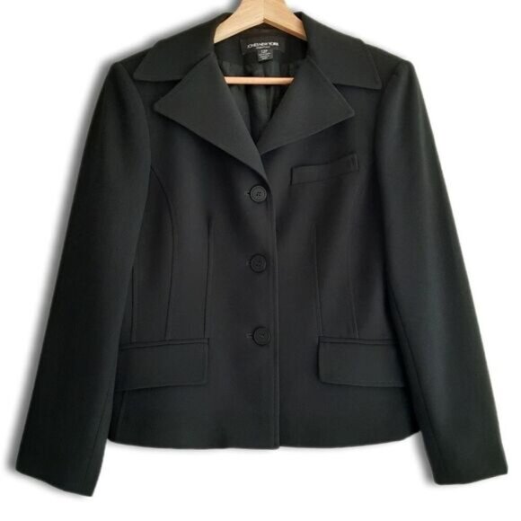 JONES NEW YORK Classic Neutral Button Down Blazer Jacket Black Sz 12 P - Picture 1 of 10